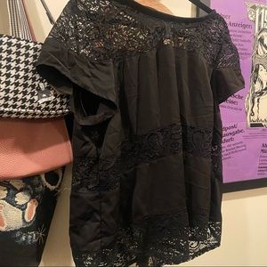Black Lace Cut Out Blouse